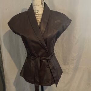 Jason Wu size small classy brown faux leather belted vest excellent condition